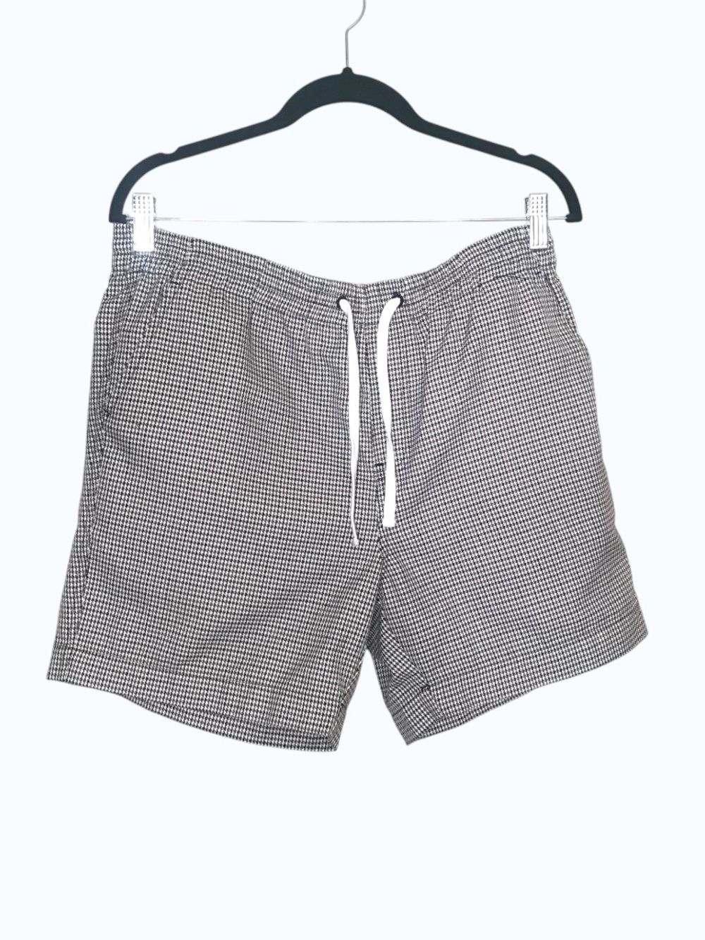 Djab Houndstooth Drawstring Shorts M/L Elastic Waist Casual Lounge Streetwear